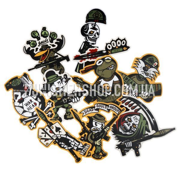 Dead Souls Group Traditional Haki Sticker Pack, Olive, Stickers