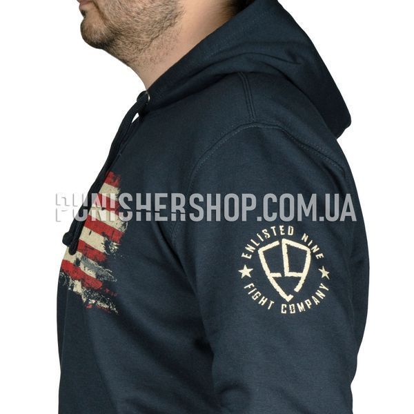 Nine Line Apparel Enlisted 9 76' Flag Hoodie, Navy Blue, Small