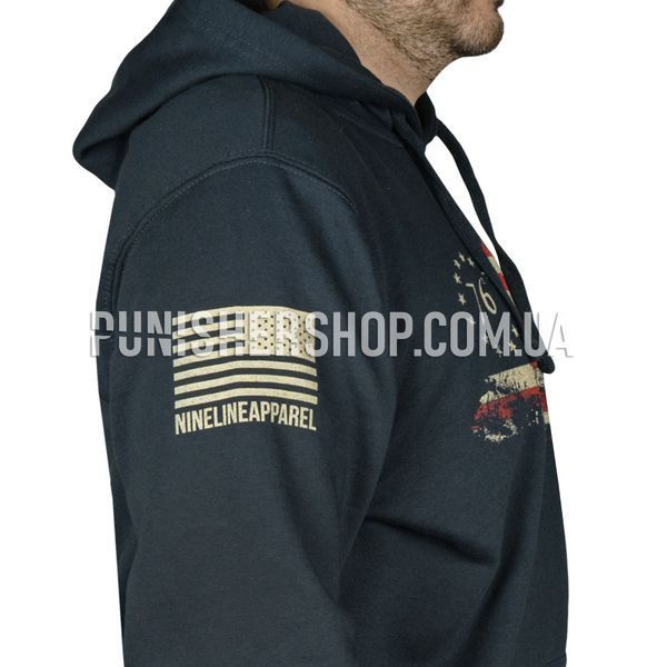Nine Line Apparel Enlisted 9 76' Flag Hoodie, Navy Blue, Small