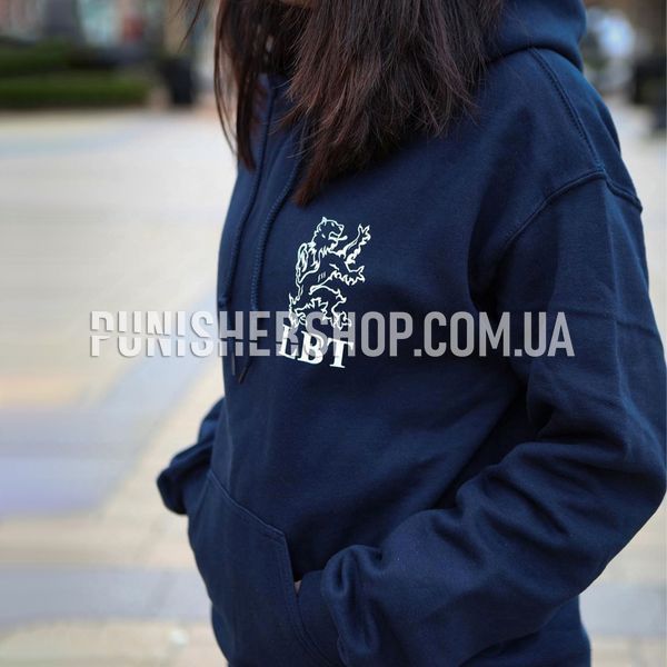 LBT Hoodie with Lion Logo, Navy Blue, Small