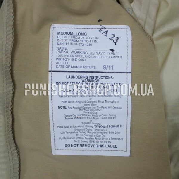 US NAVY NWU Type III Gore-Tex Parka with fleece jacket, AOR2, Medium Long
