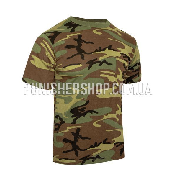 Rothco Woodland Camo T-Shirt With Pocket, Woodland, Small