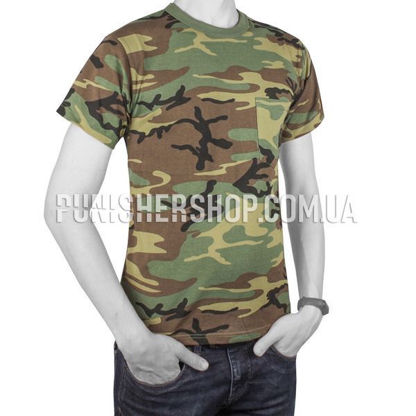 Rothco Woodland Camo T-Shirt With Pocket, Woodland, Small