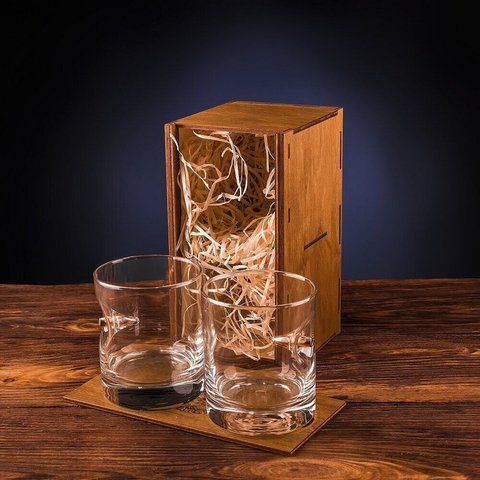 Gun and Fun set of two glasses with a real 7.62mm bullet, Clear, Glassware